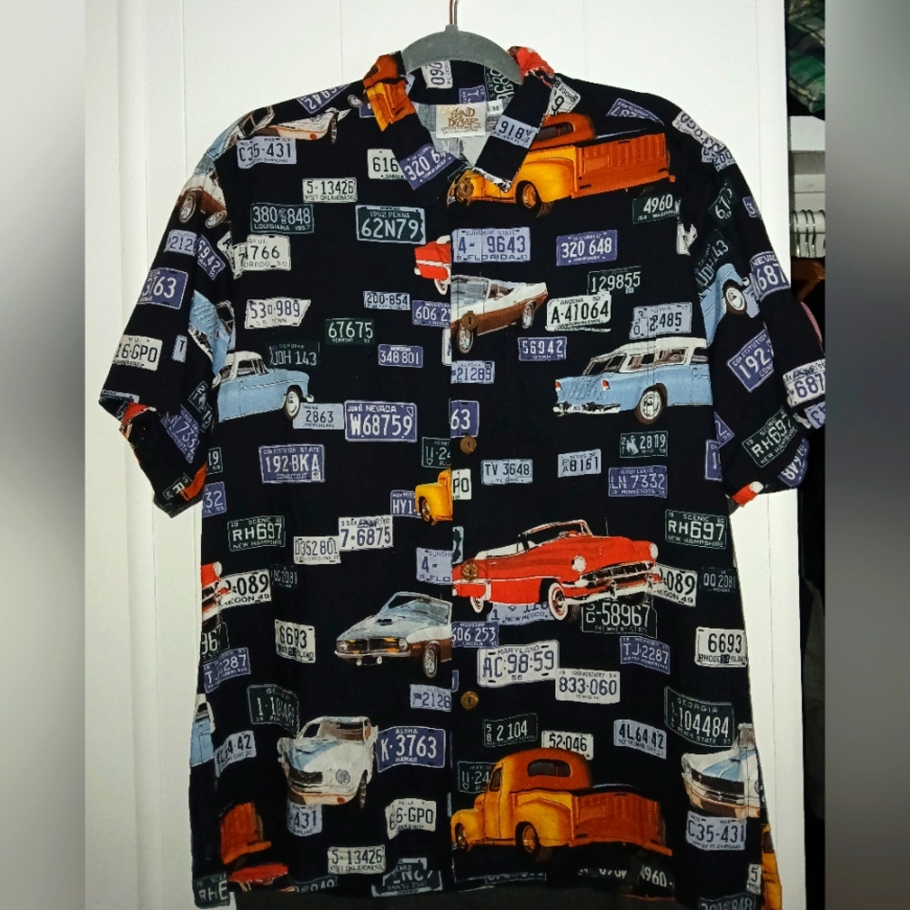 VTG SAND DOLLAR BRAND 50S/ 60S CLASSIC CARS MENS SHIRT